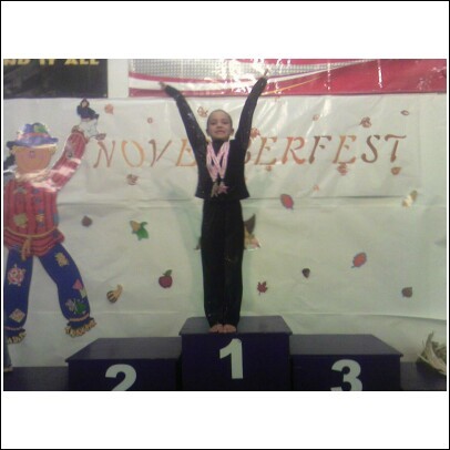 My daughter at a gymnastic compatition.