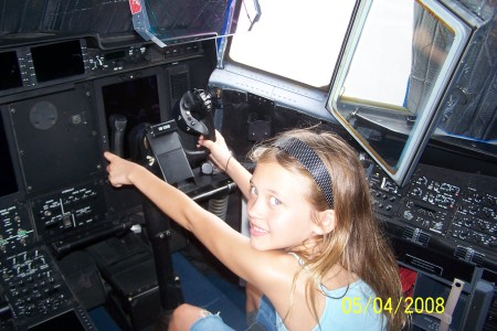 Sam at the controls for the hurricane plane