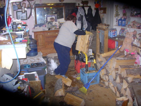 mom sure loves that new wood splitting toy