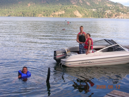 Kids taking dad skiing. vernon,BC