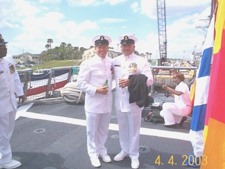 Having a beer on board the new Turkish warship