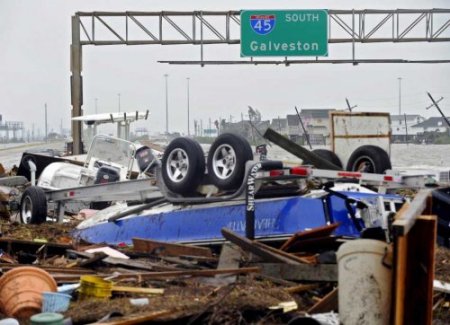 main highway into Galveston after storm