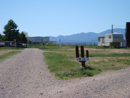 VIEW DOWN DRIVEWAY TO RANCH