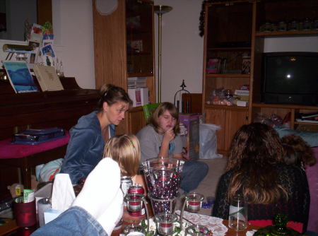 Christmas, the girls playing games