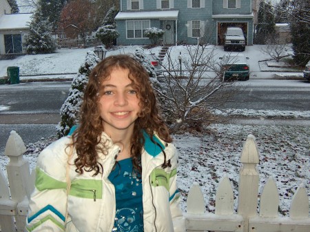 Genevieve on her way to school, first snow.