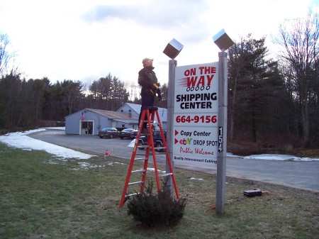 My brother Mike installs SS boxes on new sign