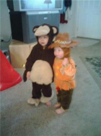 my 2 young ones  monkey and scarecrow