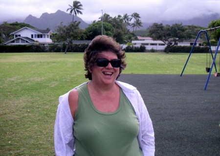 Me at the park on a windy day in Hawaii