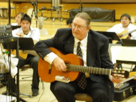 Playing classical guitar with students