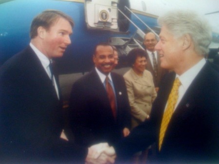 Greeting President Clinton at Mercer Airport