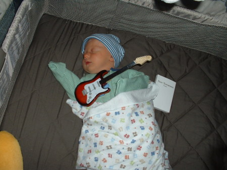 Started him off early.  2 wks old HAHA