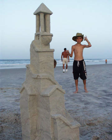 Jake and sandcastle