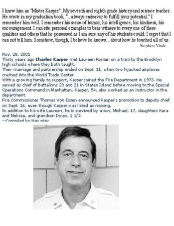 Mr. Kasper's Newsday 9/11 Memorial Page