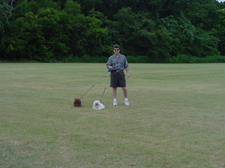 Jack at home with pups