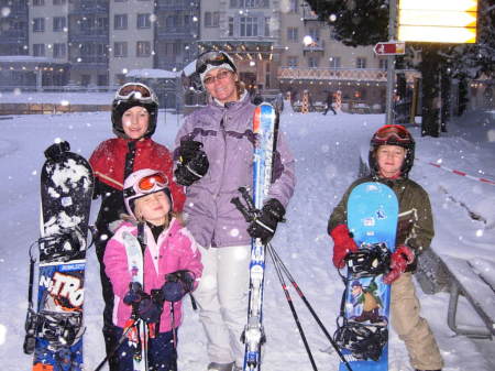 Margaret and the kids in Davos Switzerland