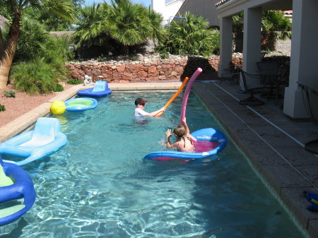 Grandkids playing in pool