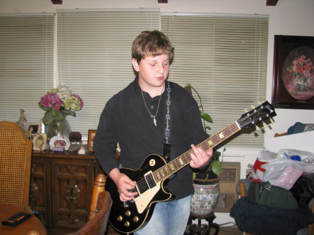 My son Jake rocks his new Gibson Les Paul!