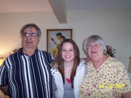 Megan  with grandpa and me