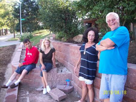 Neighbor's on top of new retaining wall~