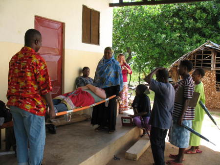 Demonstrating the new donated stretcher