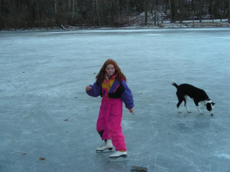 Erika and Angel on the pond out back