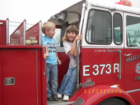 My kid's on Grandpa Art's Fire Engine