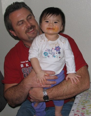 Cheesy Cheeto Face with Grandpa