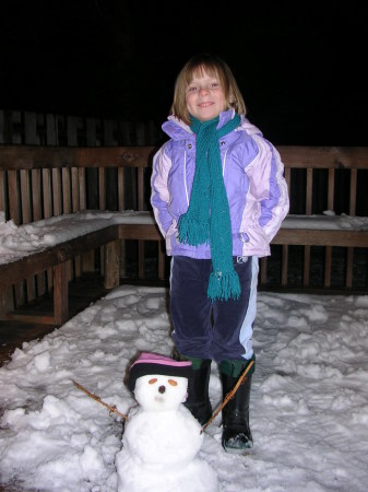 Annie and her snowman