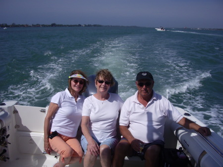 cruising on our boat with friends.