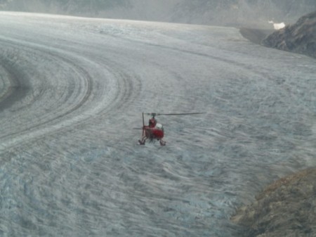 Helicopter into the glacier