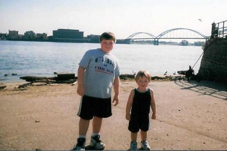 My 2 littles ones by the Mississippi River