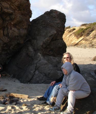 Me and the wife freezing at the beach