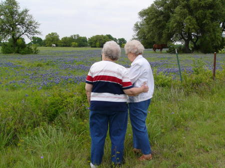 Mom and aunt enjoying Texas bluebonnets