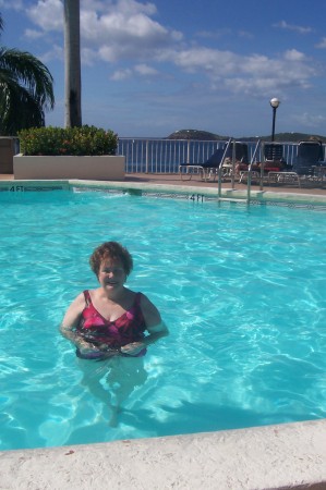 Norma at swimming pool in St. Thomas USVI