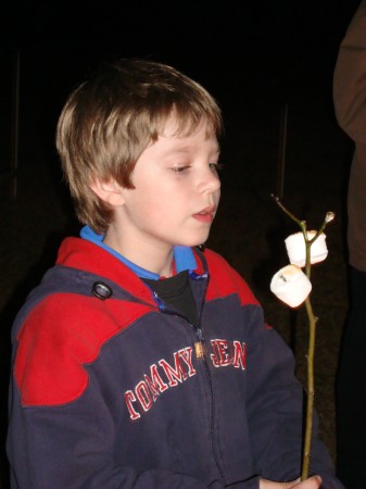 Jacob toasting marshmallows on NY Eve 2008