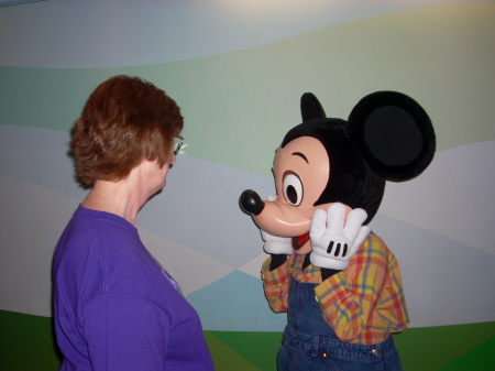 Lois visiting with Mickey Mouse