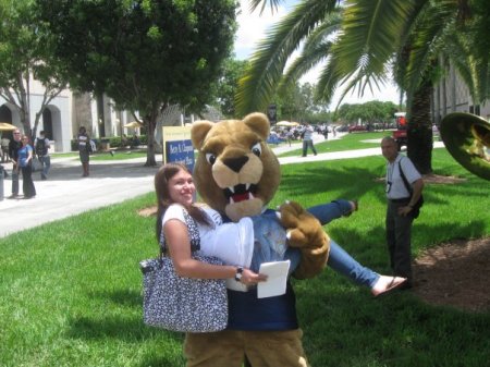 Kali at FIU with Roary the Mascot