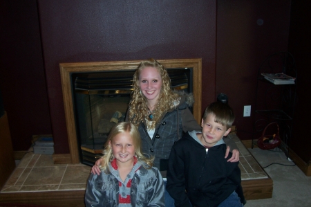 Children in front of our fireplace