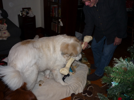 Alice and my dad on Christmas morning