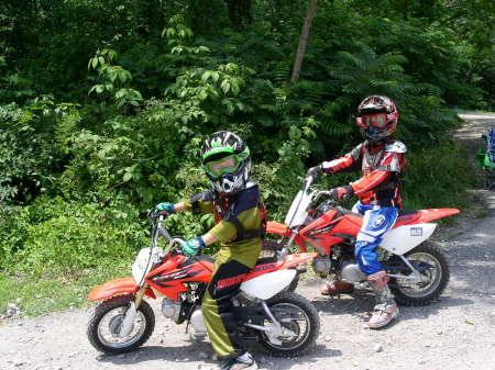James and Steven riding in the dirt