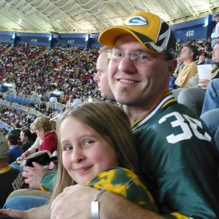 Katie and Dad at Packer vs Rams Dec 2007