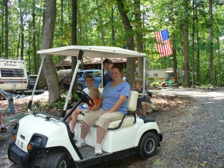 Sherri & grandkids at Campground