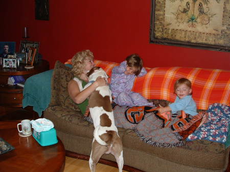 me, 2 nieces & Cupid - best dog ever