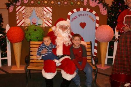 carter and bradyn with santa 2008