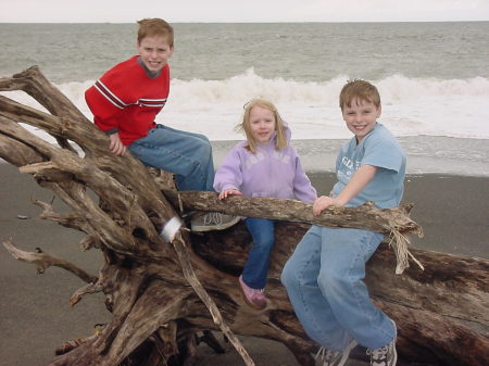 Codi, Ashley, and Kaleb at Ocean Shores, WA