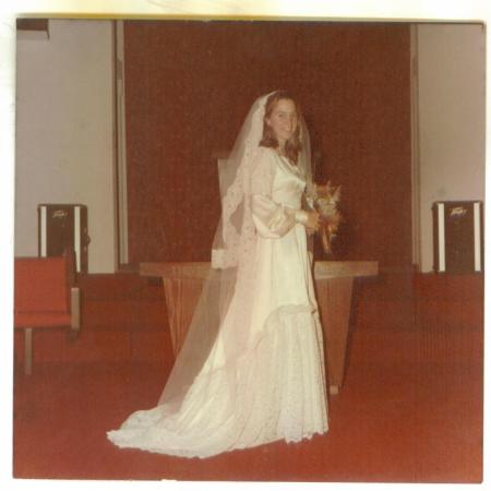 I designed and made my wedding gown,1975