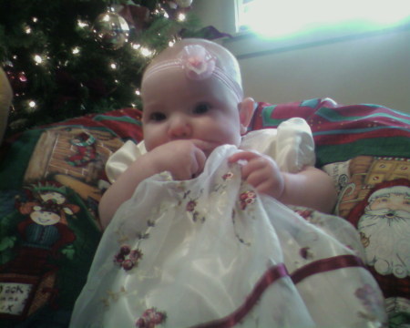 Emmy at Christmas, age 4 months