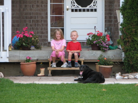 Tim and Julia on our front porch with Jenna