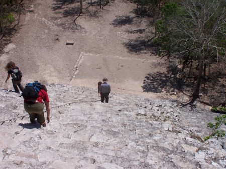 trip down another pyramid Coba Mexico 2005