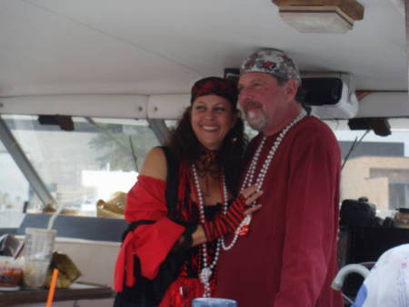 Me & Nancy on my other boat during Gasparilla